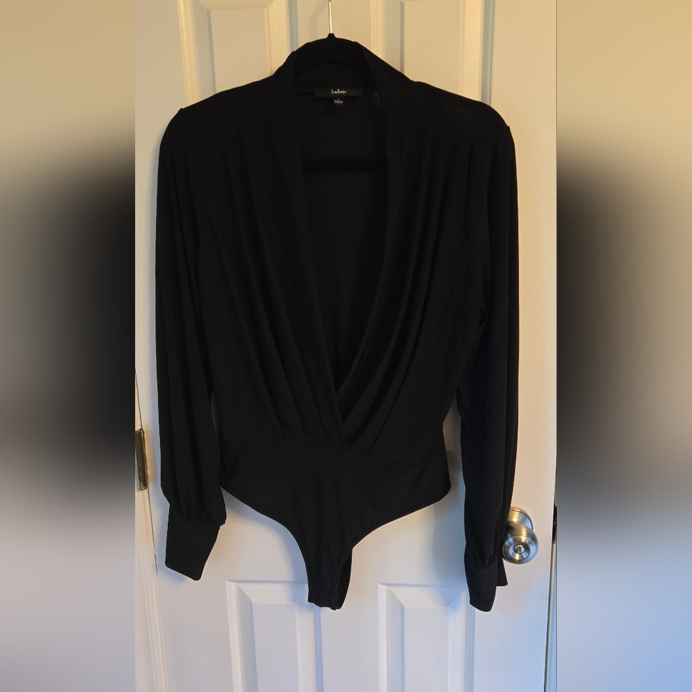 Lulu's Classic Black Deep V-Neck Bodysuit